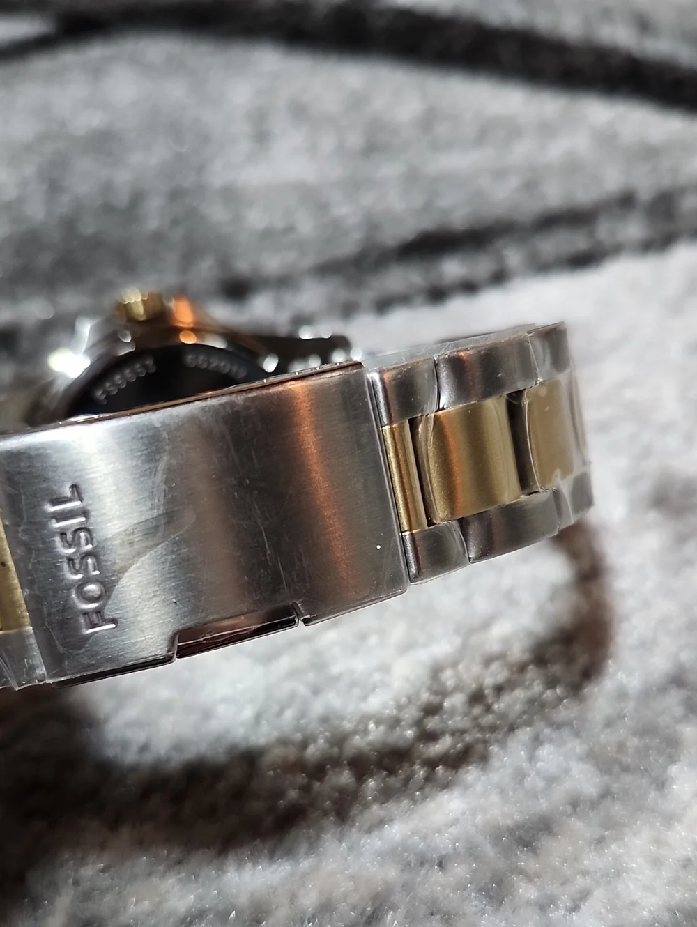 FOSSIL BLUE DIVE FB-01 TWO-TONE STAINLESS STEEL SILVER/BLACK THREE-HAND WATCH